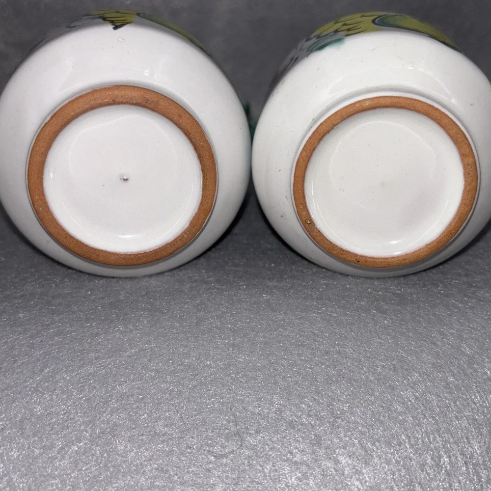 Vintage P. Sorrentino Ravello Oil & Vinegar Cruets W/Caddy Hand painted In Italy